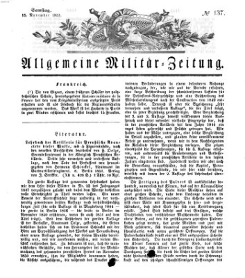 Allgemeine Militär-Zeitung Samstag 15. November 1851