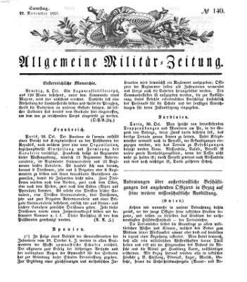 Allgemeine Militär-Zeitung Samstag 22. November 1851