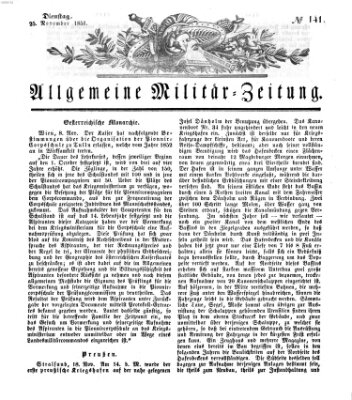 Allgemeine Militär-Zeitung Dienstag 25. November 1851