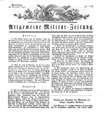 Allgemeine Militär-Zeitung Donnerstag 27. November 1851