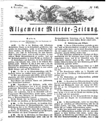 Allgemeine Militär-Zeitung Samstag 6. Dezember 1851