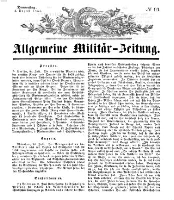 Allgemeine Militär-Zeitung Donnerstag 4. August 1853