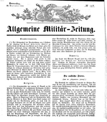 Allgemeine Militär-Zeitung Donnerstag 29. September 1853