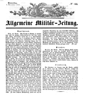 Allgemeine Militär-Zeitung Donnerstag 1. Dezember 1853