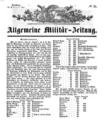 Allgemeine Militär-Zeitung Samstag 18. Februar 1854