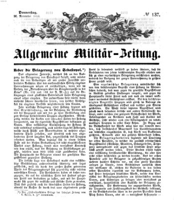 Allgemeine Militär-Zeitung Donnerstag 16. November 1854