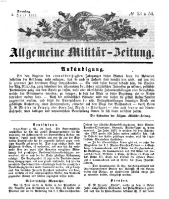 Allgemeine Militär-Zeitung Samstag 5. Juli 1856