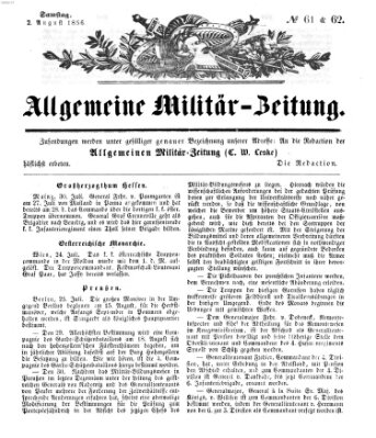 Allgemeine Militär-Zeitung Samstag 2. August 1856