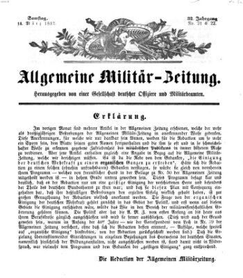 Allgemeine Militär-Zeitung Samstag 14. März 1857