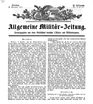 Allgemeine Militär-Zeitung Samstag 19. September 1857