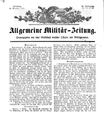 Allgemeine Militär-Zeitung Samstag 14. November 1857