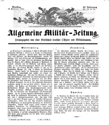 Allgemeine Militär-Zeitung Samstag 13. Februar 1858