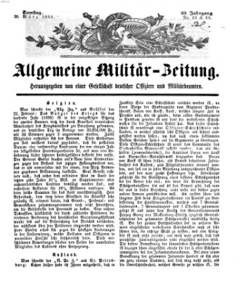 Allgemeine Militär-Zeitung Samstag 20. März 1858