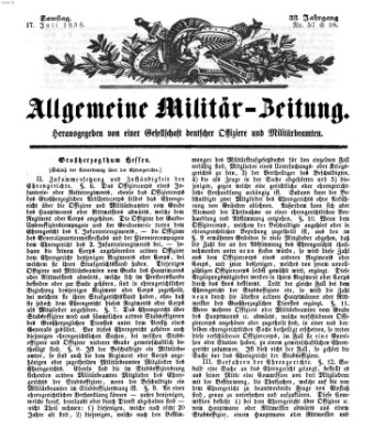 Allgemeine Militär-Zeitung Samstag 17. Juli 1858