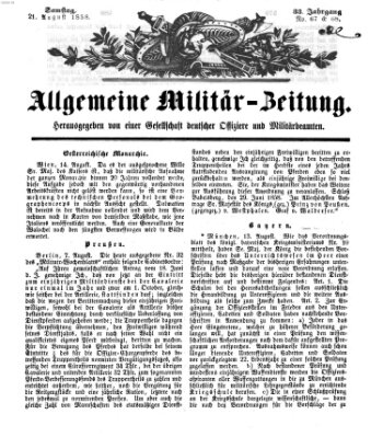 Allgemeine Militär-Zeitung Samstag 21. August 1858