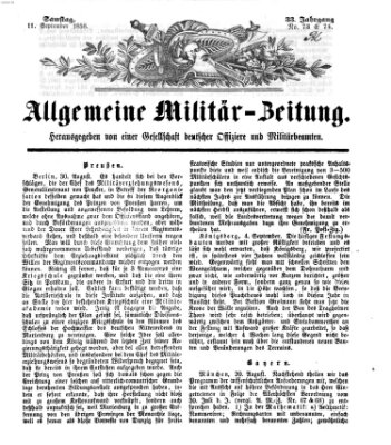 Allgemeine Militär-Zeitung Samstag 11. September 1858