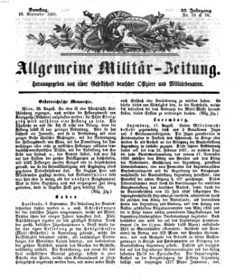 Allgemeine Militär-Zeitung Samstag 18. September 1858