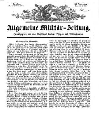 Allgemeine Militär-Zeitung Samstag 16. Oktober 1858