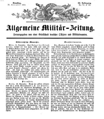 Allgemeine Militär-Zeitung Samstag 27. November 1858