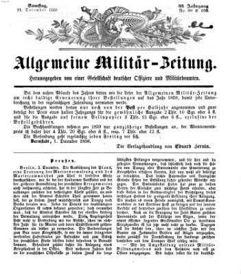 Allgemeine Militär-Zeitung Samstag 11. Dezember 1858