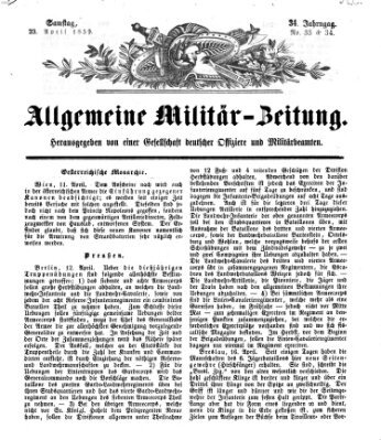 Allgemeine Militär-Zeitung Samstag 23. April 1859