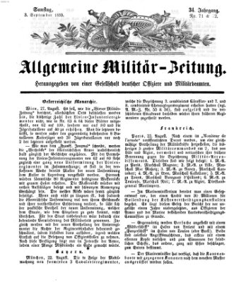 Allgemeine Militär-Zeitung Samstag 3. September 1859