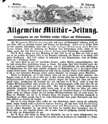 Allgemeine Militär-Zeitung Samstag 17. Dezember 1859