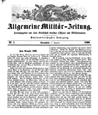 Allgemeine Militär-Zeitung Samstag 7. Januar 1860