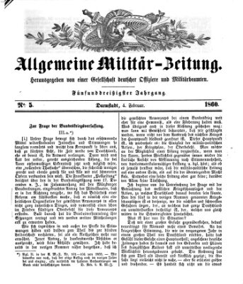 Allgemeine Militär-Zeitung Samstag 4. Februar 1860