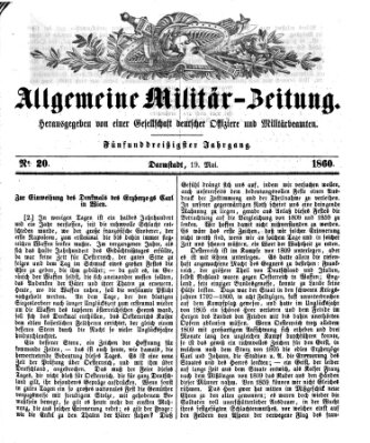 Allgemeine Militär-Zeitung Samstag 19. Mai 1860