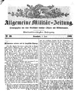 Allgemeine Militär-Zeitung Samstag 2. Juni 1860