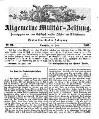 Allgemeine Militär-Zeitung Samstag 16. Juni 1860