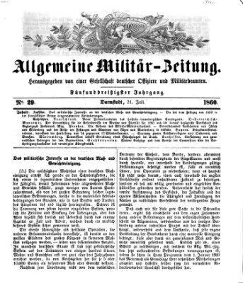 Allgemeine Militär-Zeitung Samstag 21. Juli 1860