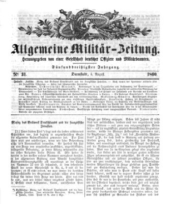 Allgemeine Militär-Zeitung Samstag 4. August 1860