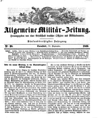 Allgemeine Militär-Zeitung Samstag 22. September 1860