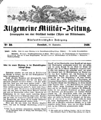 Allgemeine Militär-Zeitung Samstag 29. September 1860