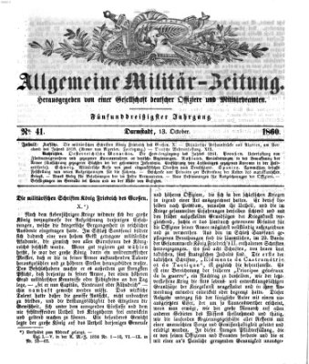 Allgemeine Militär-Zeitung Samstag 13. Oktober 1860