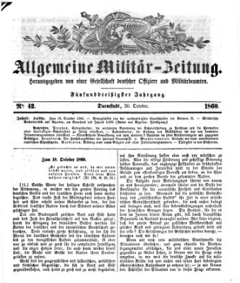 Allgemeine Militär-Zeitung Samstag 20. Oktober 1860