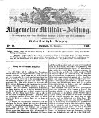 Allgemeine Militär-Zeitung Samstag 17. November 1860