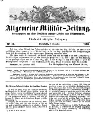 Allgemeine Militär-Zeitung Samstag 8. Dezember 1860