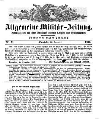 Allgemeine Militär-Zeitung Samstag 22. Dezember 1860