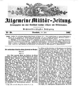 Allgemeine Militär-Zeitung Samstag 13. Juli 1861