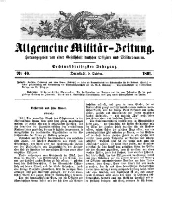 Allgemeine Militär-Zeitung Sonntag 6. Oktober 1861