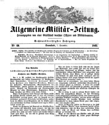 Allgemeine Militär-Zeitung Samstag 7. Dezember 1861