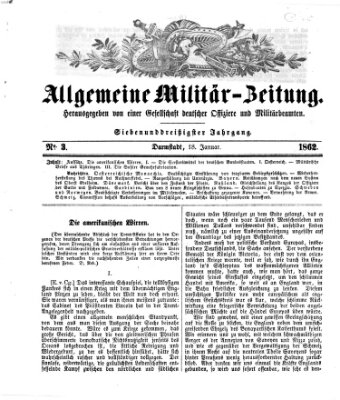 Allgemeine Militär-Zeitung Samstag 18. Januar 1862