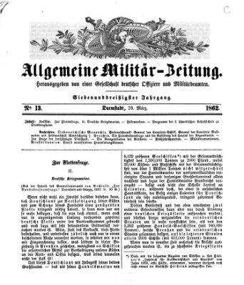 Allgemeine Militär-Zeitung Samstag 29. März 1862