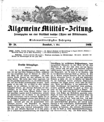 Allgemeine Militär-Zeitung Samstag 3. Mai 1862