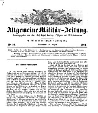 Allgemeine Militär-Zeitung Samstag 16. August 1862