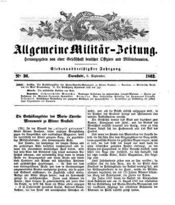 Allgemeine Militär-Zeitung Samstag 6. September 1862