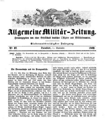 Allgemeine Militär-Zeitung Samstag 13. September 1862